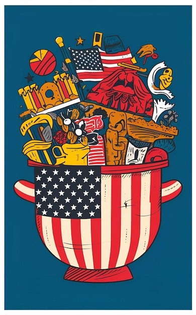 a poster for the united states of america with a flag and a flag