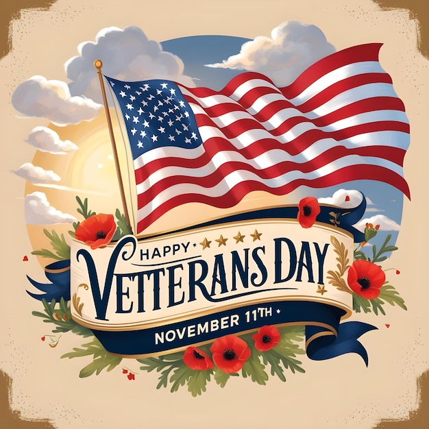 a poster for the united states veterans day with a flag and a star on it