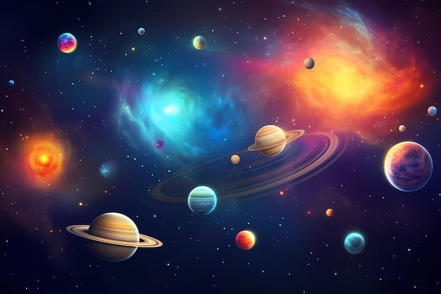 A poster for the universe with planets and stars Astronomical galaxy space