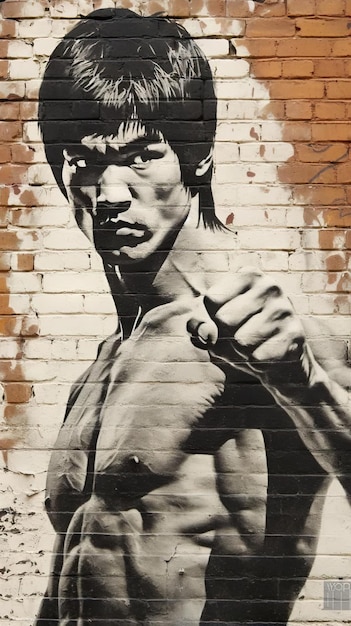 poster wallpaper Bruce lee kung fu hard lines banksy street art detailed