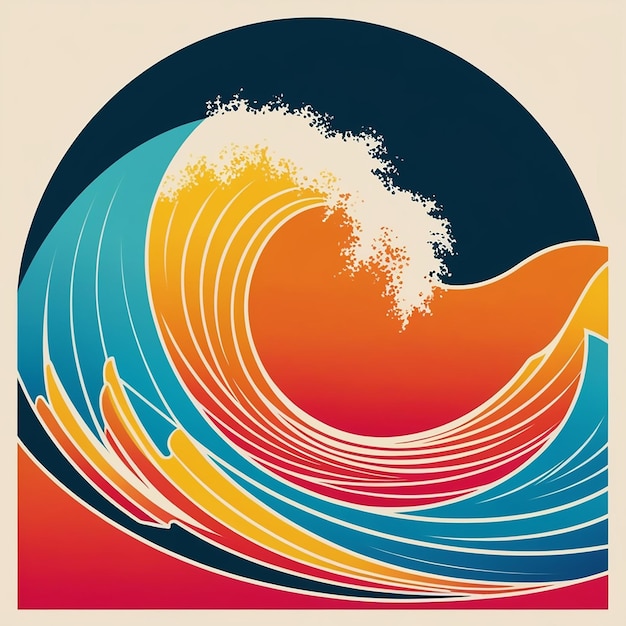 a poster for a wave that has the ocean in it