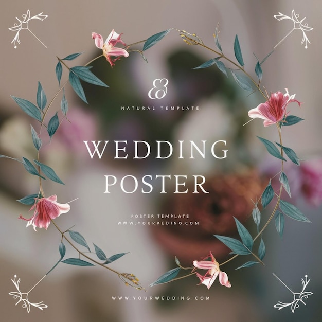 a poster for a wedding and a picture of flowers and a picture of a bouquet of flowers