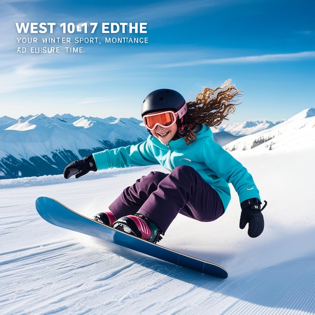 a poster for west virginia snowboarding shows a girl on a snowboard