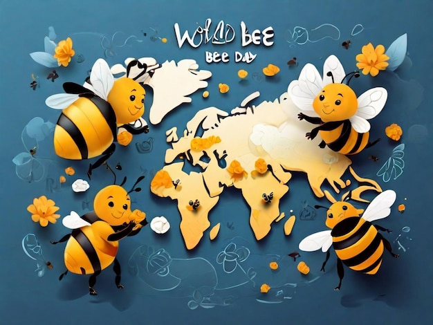 Photo a poster of wild bees and a bee