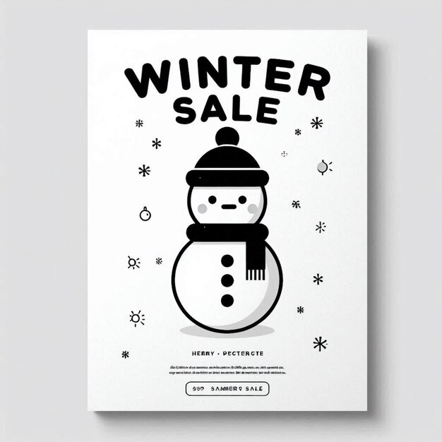 Photo a poster of winter sale with a snowman on it