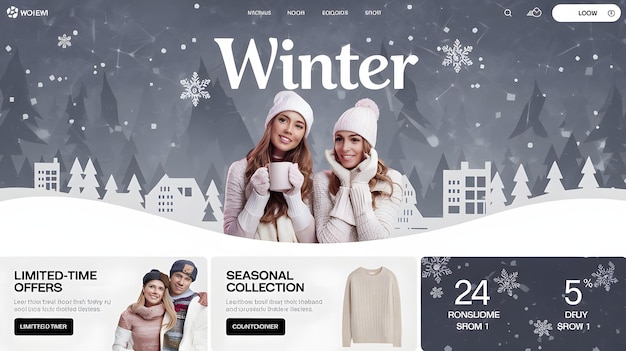 Photo a poster for winter season with a woman and two young women