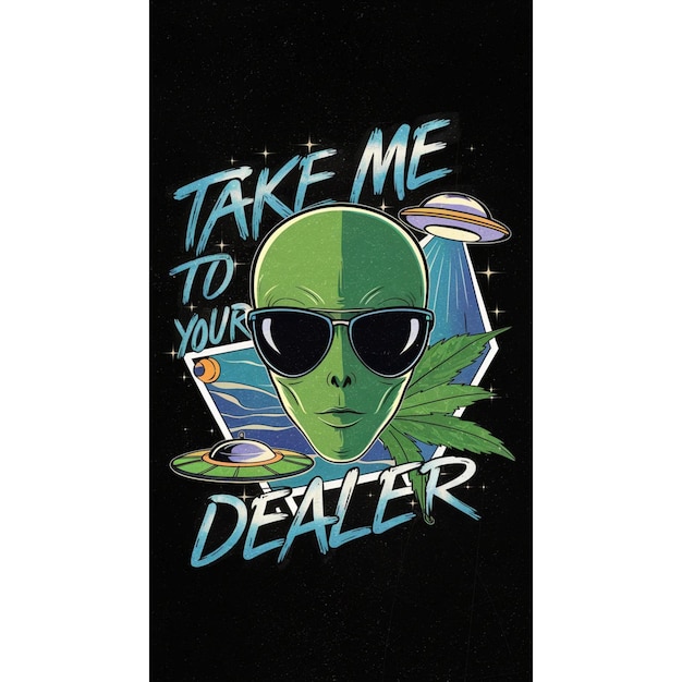 a poster with a alien on it that says take your call to your vehicle