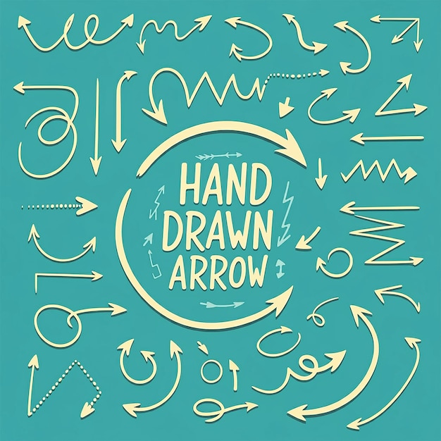 a poster with arrows and arrows that say hand drawing on it