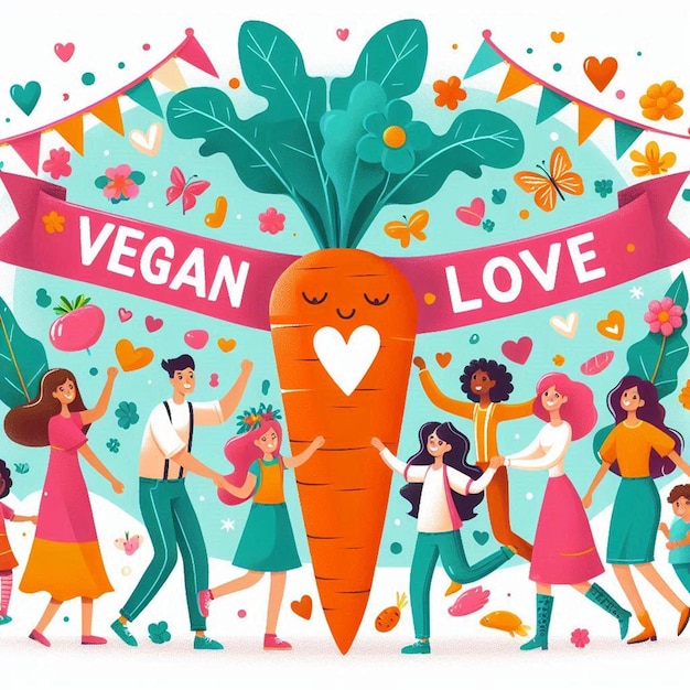 Photo a poster with a banner that says vegan love