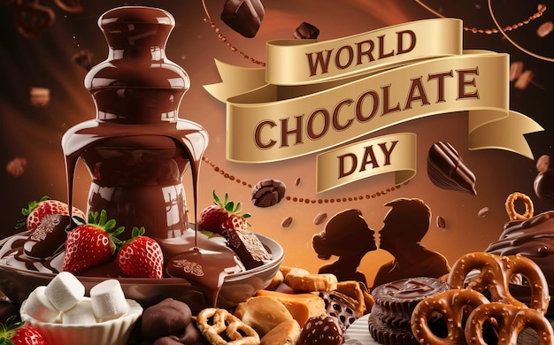 poster with a banner that says world chocolates