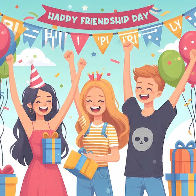 A poster with best friends celebrating Happy friendship day illustration