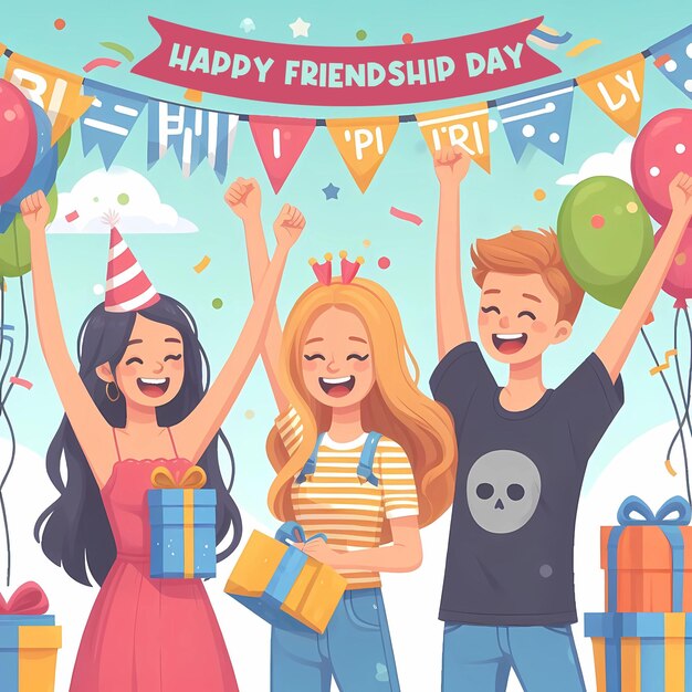 Photo a poster with best friends celebrating happy friendship day illustration