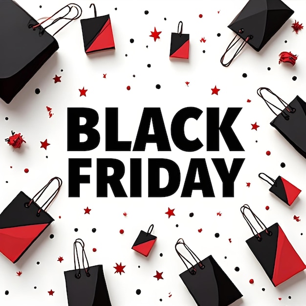 Photo a poster with a black bag that says black friday on it