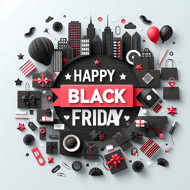 Photo a poster with a black friday on it that says happy friday