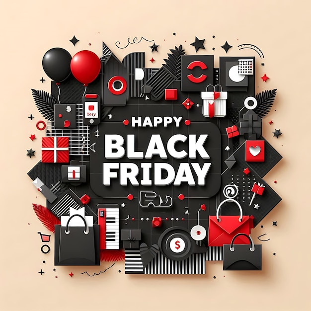 Photo a poster with a black friday on it that says happy friday