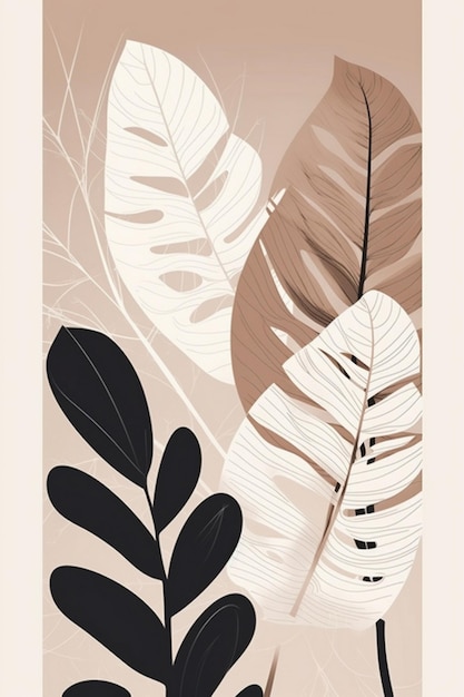 A poster with a black and white leaf on it