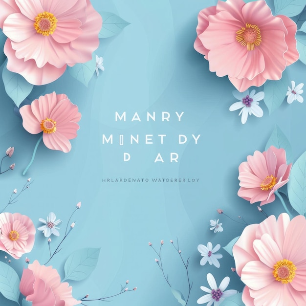 a poster with a blue background with pink flowers and the words mend on it