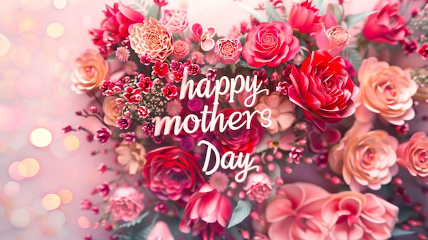 a poster with a bouquet of flowers and the words happy mothers day