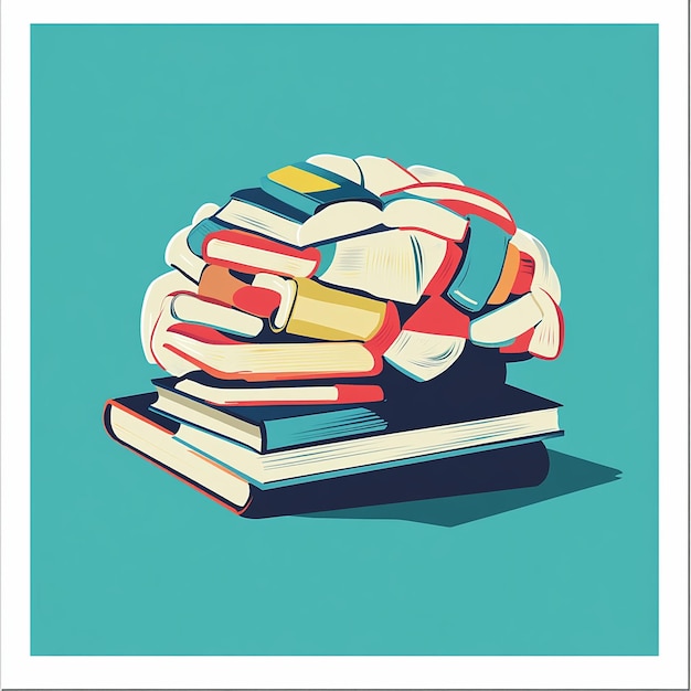 Photo a poster with a brain on top of books