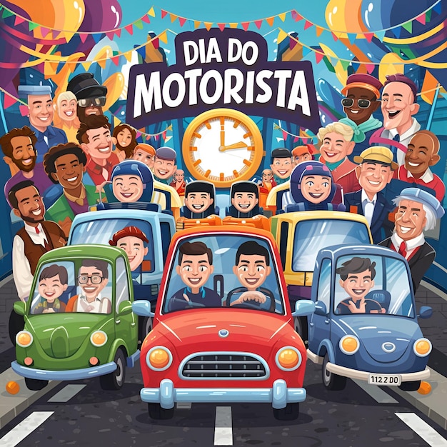 a poster with a car with a car with the word de motorcycle on it