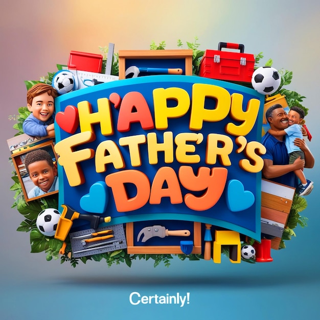 a poster with a cartoon of a happy fathers day