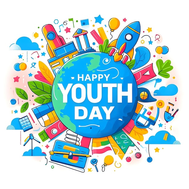 a poster with a cartoon of a happy youth day on it