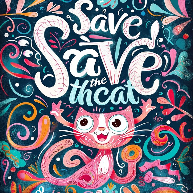 Photo a poster with a cat and the phrase save the cat