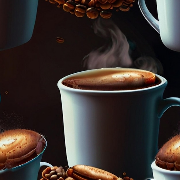 a poster with coffee beans and coffee beans on it