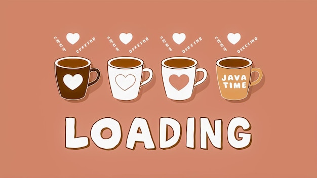 Photo a poster with coffee cups and the words loading on it