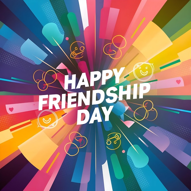 a poster with a colorful background with a colorful design that says happy friendship day