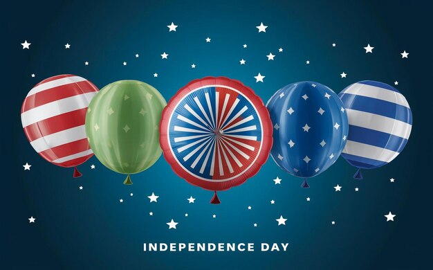 Photo a poster with a flag and balloons with the words quot independence day quot on it