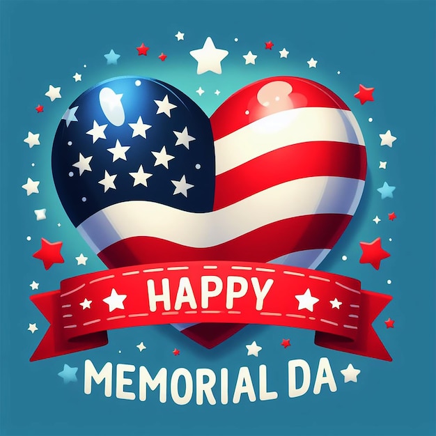 a poster with a flag and a red white and blue ribbon with the words memorial day memorial day