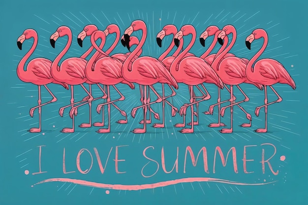 Photo a poster with flamingos on it that says love summer