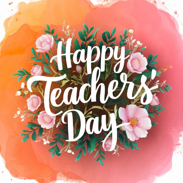 a poster with a flower and the words happy teachers day