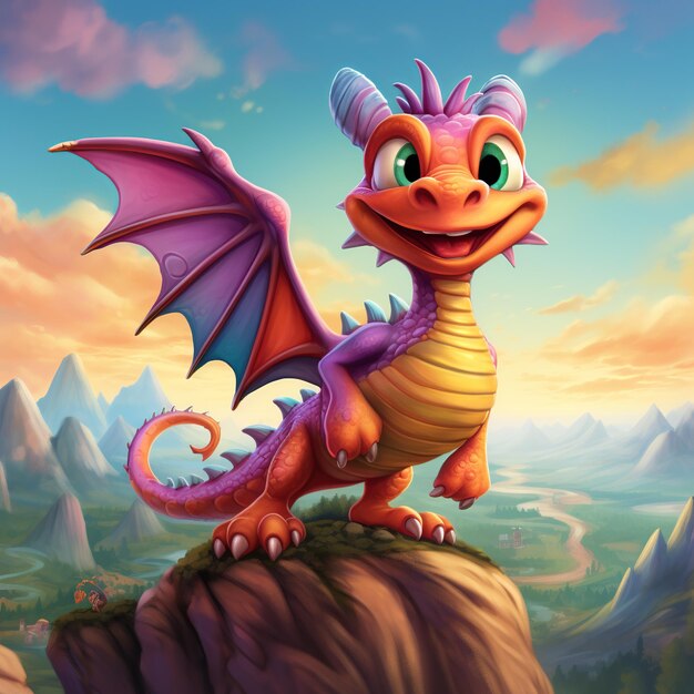 A poster with a funny cartoon dragon