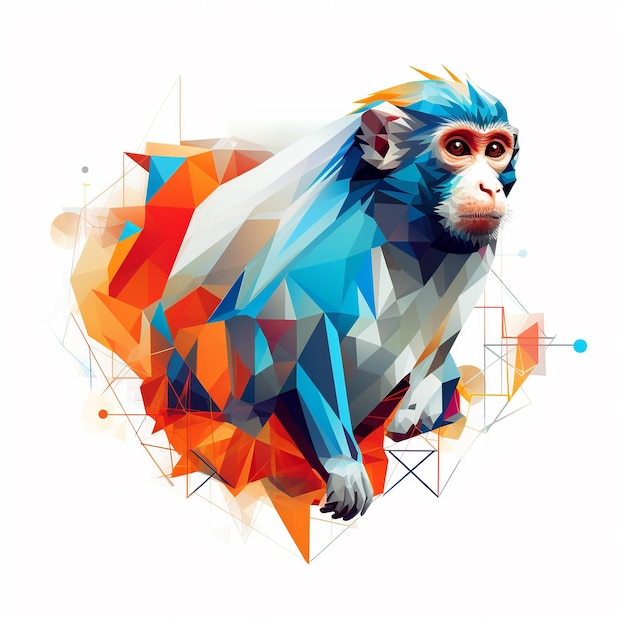 A poster with a geometric monkey face