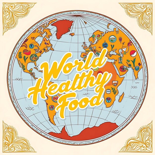 Photo a poster with a globe that says world healthy food