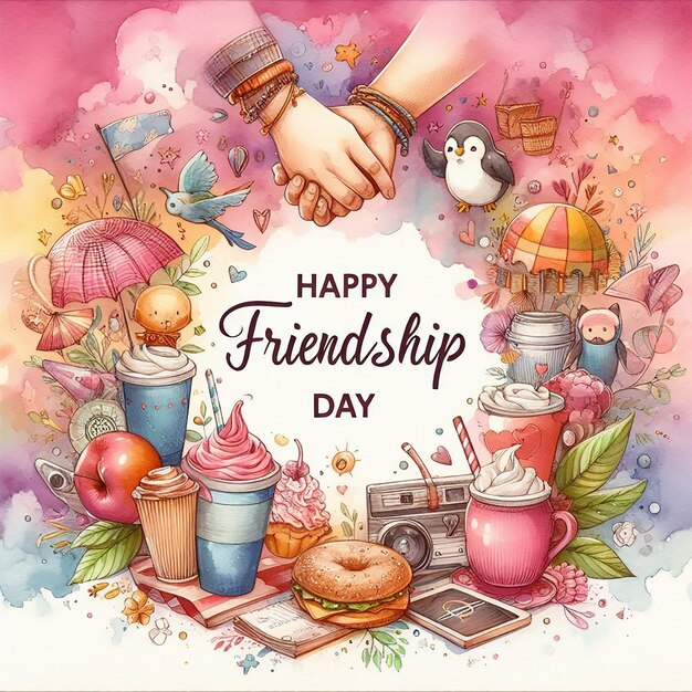 Photo a poster with a greeting card that says happy friendship day