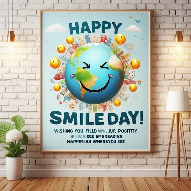 Photo a poster with a happy smile on it