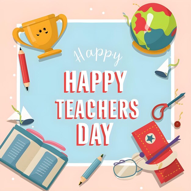 Photo a poster with a happy teachers day written on it