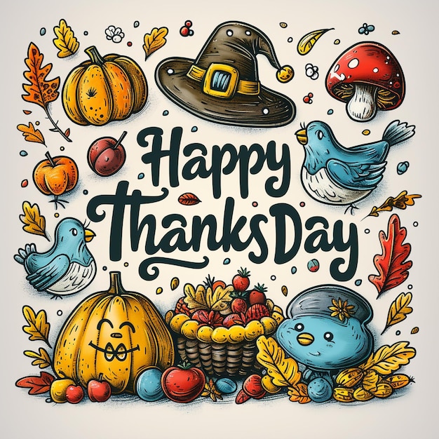 Photo a poster with a happy thanksgiving day on it