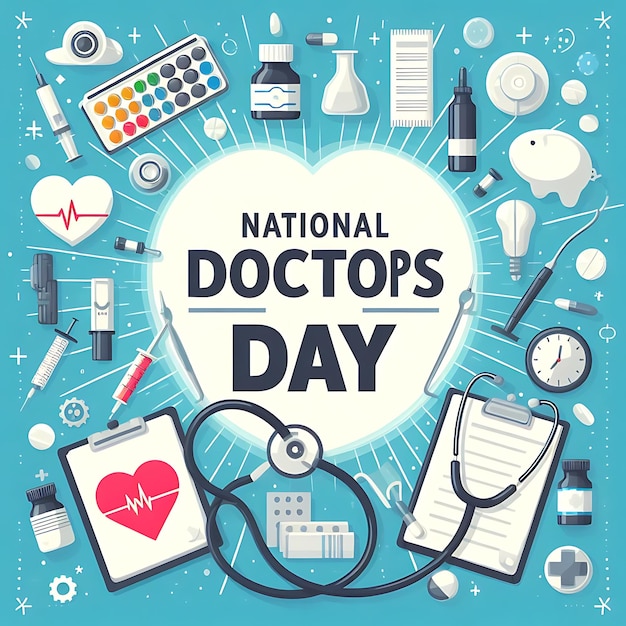 a poster with a heart that says national doctors day day