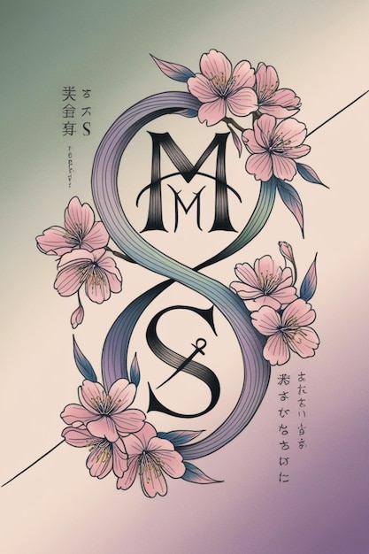 a poster with the letters m and m on it