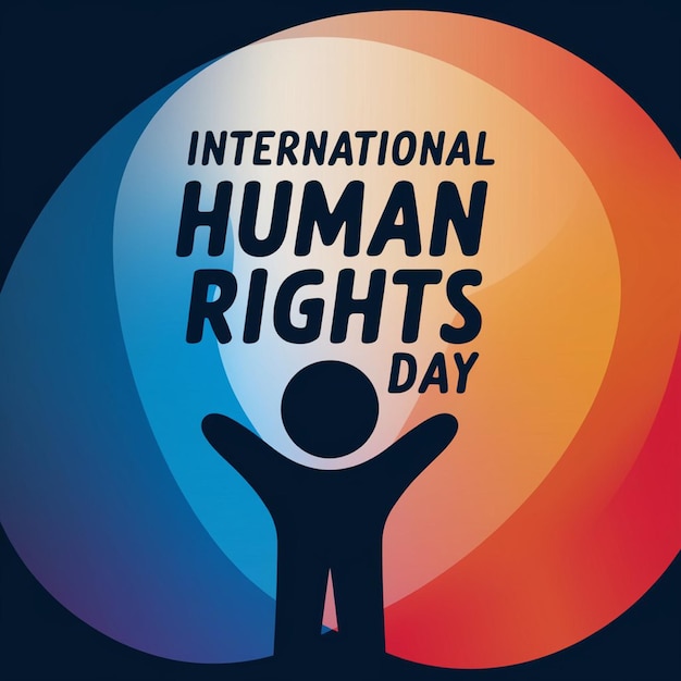 a poster with a man holding his hands with the words human rights