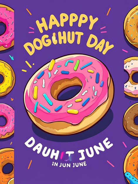 Photo a poster with a picture of a donut with the words happy day