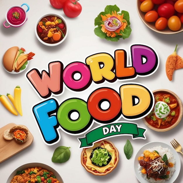 Photo a poster with a picture of a world food day