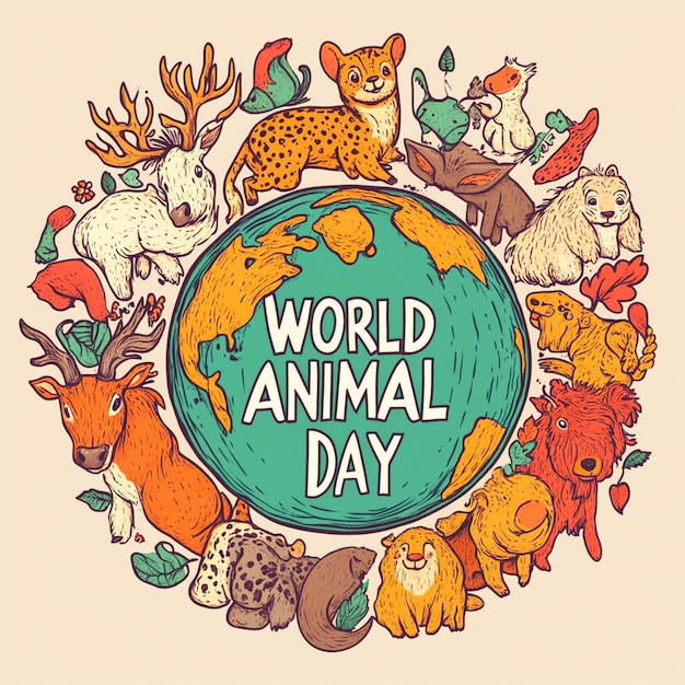 a poster with a picture of a world that says world animal