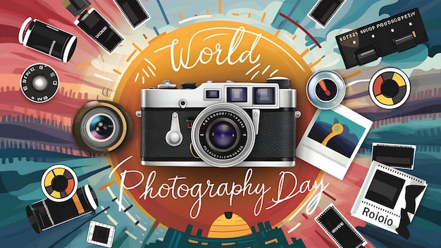 a poster with a picture of a world that says world photography Day