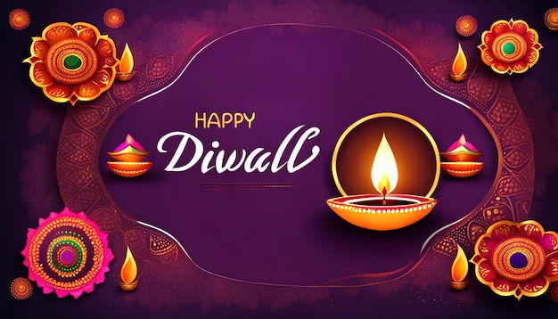 a poster with a purple background with a purple background with candles and the words happy festival