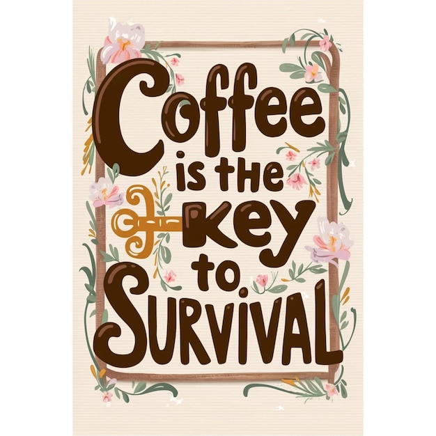 a poster with a quote that says coffee is the key to survive